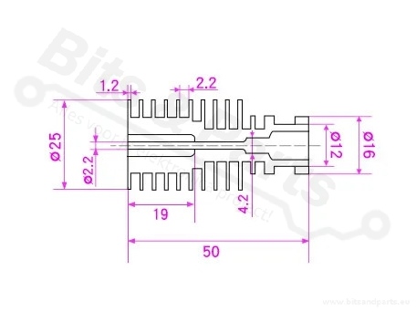 Heatsink E3D V5 remote/bowden aluminum 1.75mm